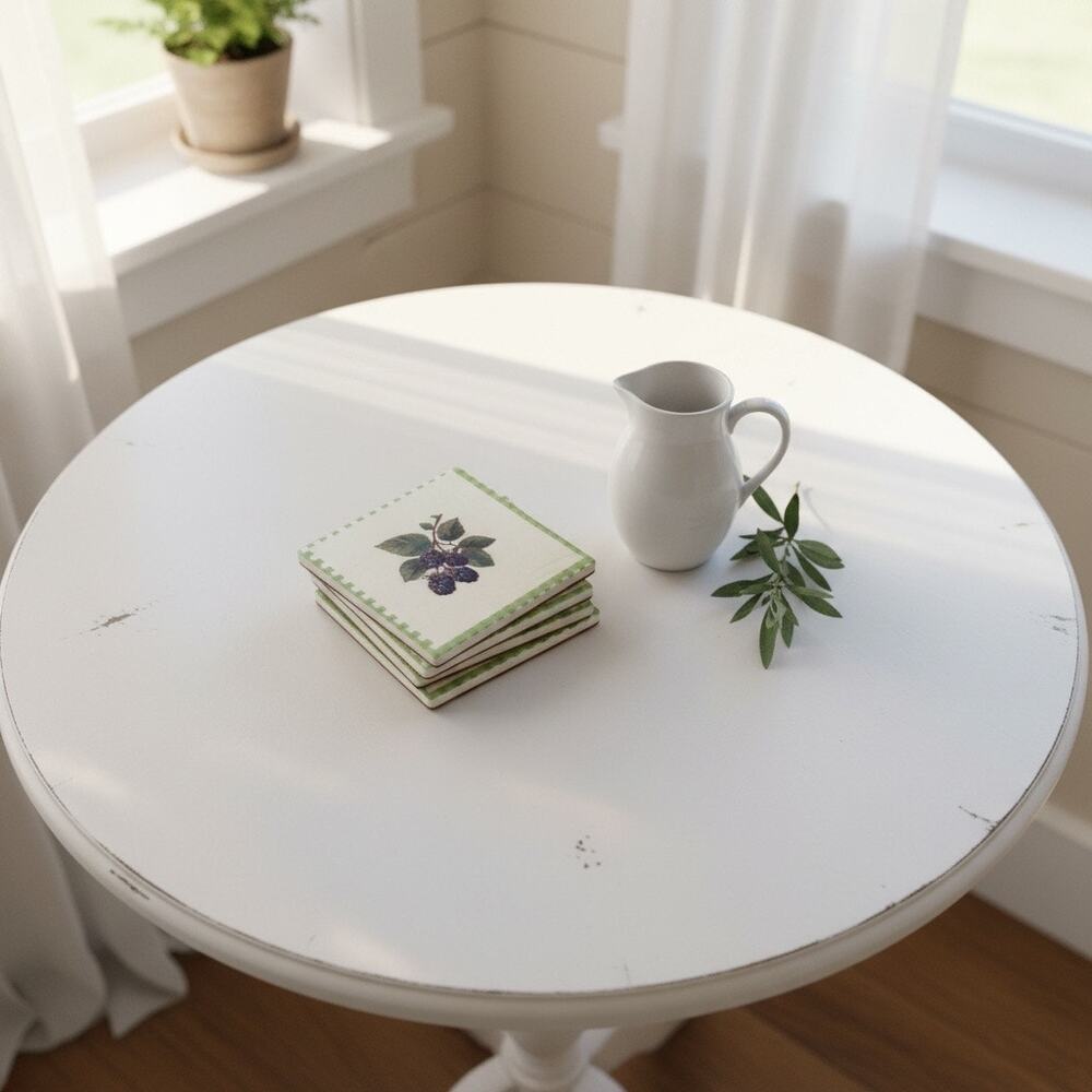 Ceramic Tile Coasters Set of 4 | Garden Fruit Cottagecore Kitchen Decor Gift - Picture 3 of 4